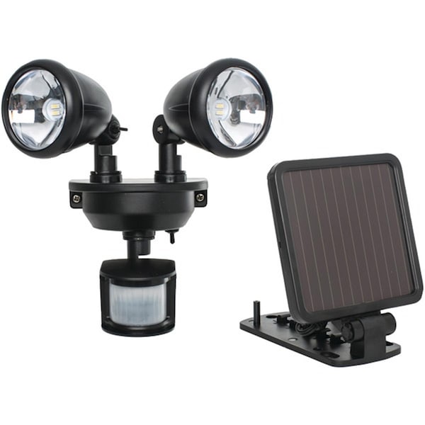 House Solar Powered Dual Head LED Security Spotlight, Black HO117369 - main